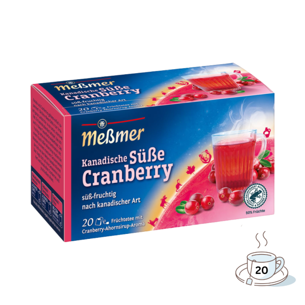 Meßmer Kanadische Süße Cranberry, Früchtetee, Teebeutel im Kuvert, 2. Entnahmefach/displaytauglich, 45g